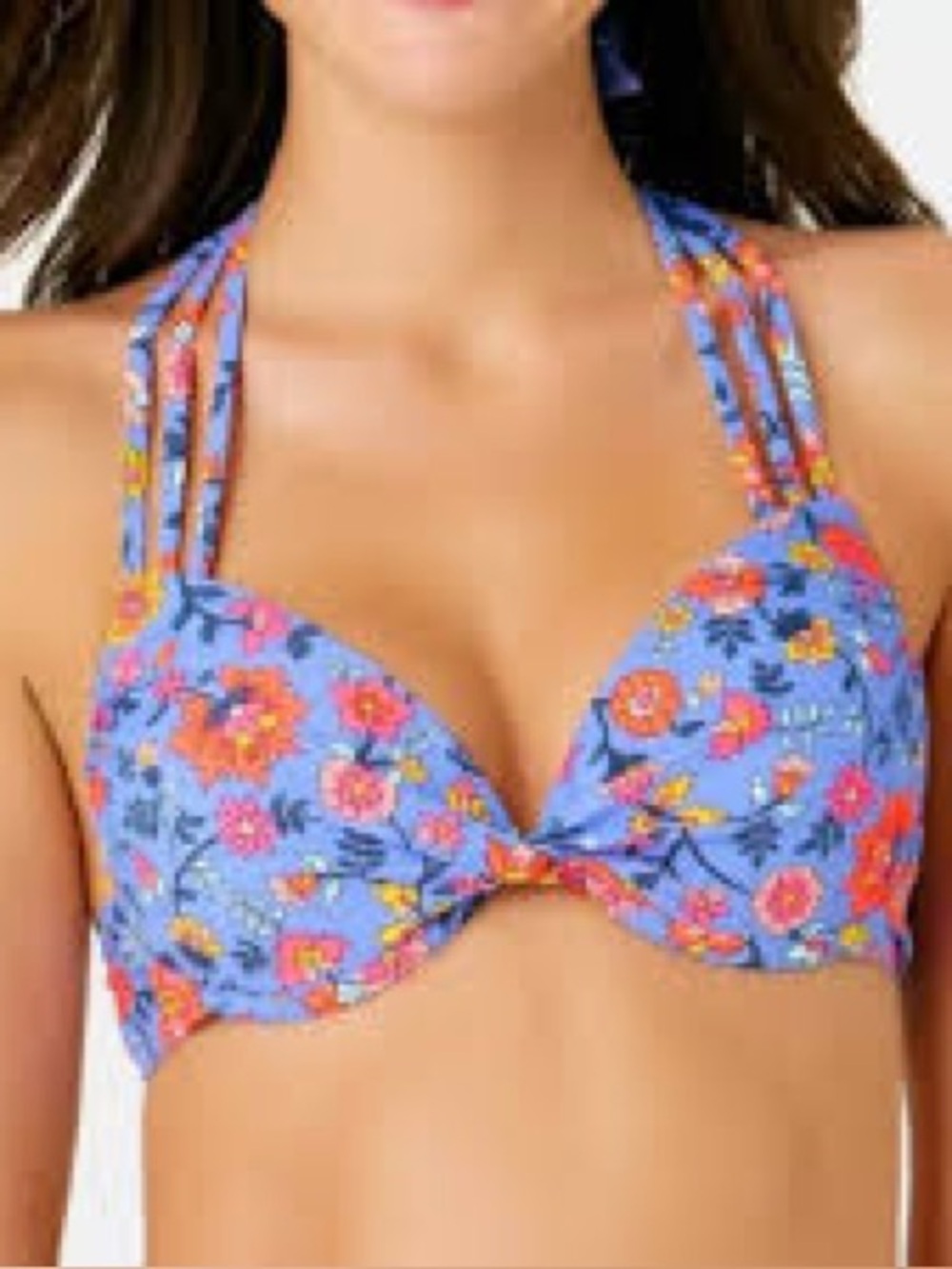 CALIFORNIA WAVES Purple Floral C'est La Vie Bikini Top Size S